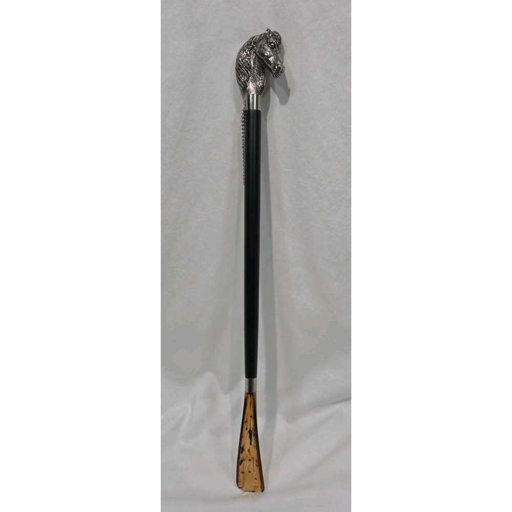 Shoe Horn Unisex 22in Black Silver Black Stallion Equestrian Horse‎ Head
